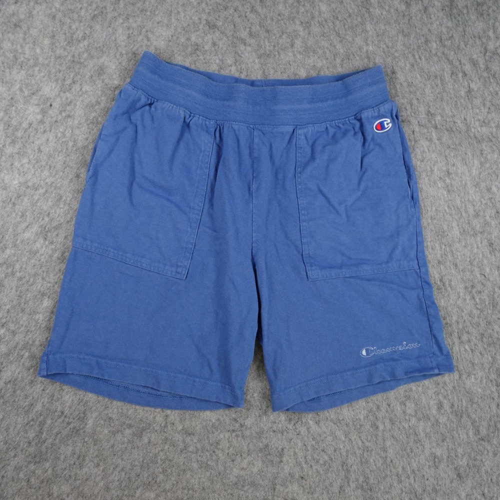 Champion Shorts Men Large Blue Cotton Knit Athletic Gym Training Athleisure 7"